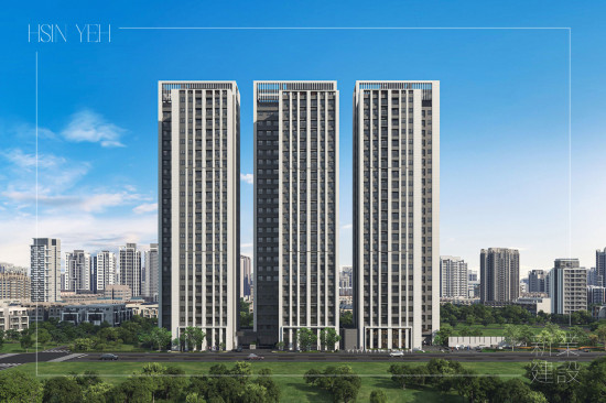「新業(yè)恆一」坐落於竹南火車站黃金生活圈，以24層凌空之姿，昂立站前繁華核心1773坪大基地，外觀風(fēng)格承襲國際現(xiàn)代建築樣式，在簡潔線條中富藏細(xì)節(jié)工藝。(圖為 新業(yè)恆一 建築外觀3D示意圖)
