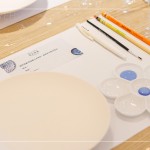 各式畫筆的運用大不同，先以『鉛筆』初步草稿，再以『描邊筆』描繪鉛筆的筆跡，『毛筆』沾滿藍(lán)彩，揮灑在潤白的瓷盤上，多樣層次、繆思變化。