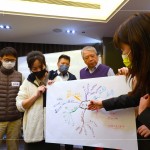 各小組交流分享，促進合作與腦力激盪，學習思考及問題分析的訣竅，整理出重要的觀點和結(jié)論。(圖右二為新業(yè)建設創(chuàng)辦人-穆椿松 先生)